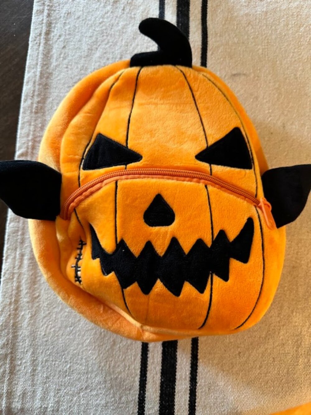 Kakoo Fabric Pumpkin Jack-O-Lantern Mini Backpack